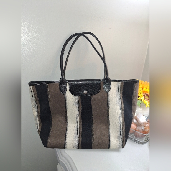 Longchamp Le Pliage Ombre Canvas and Leather Tote Bag Like NEW - Picture 8 of 8